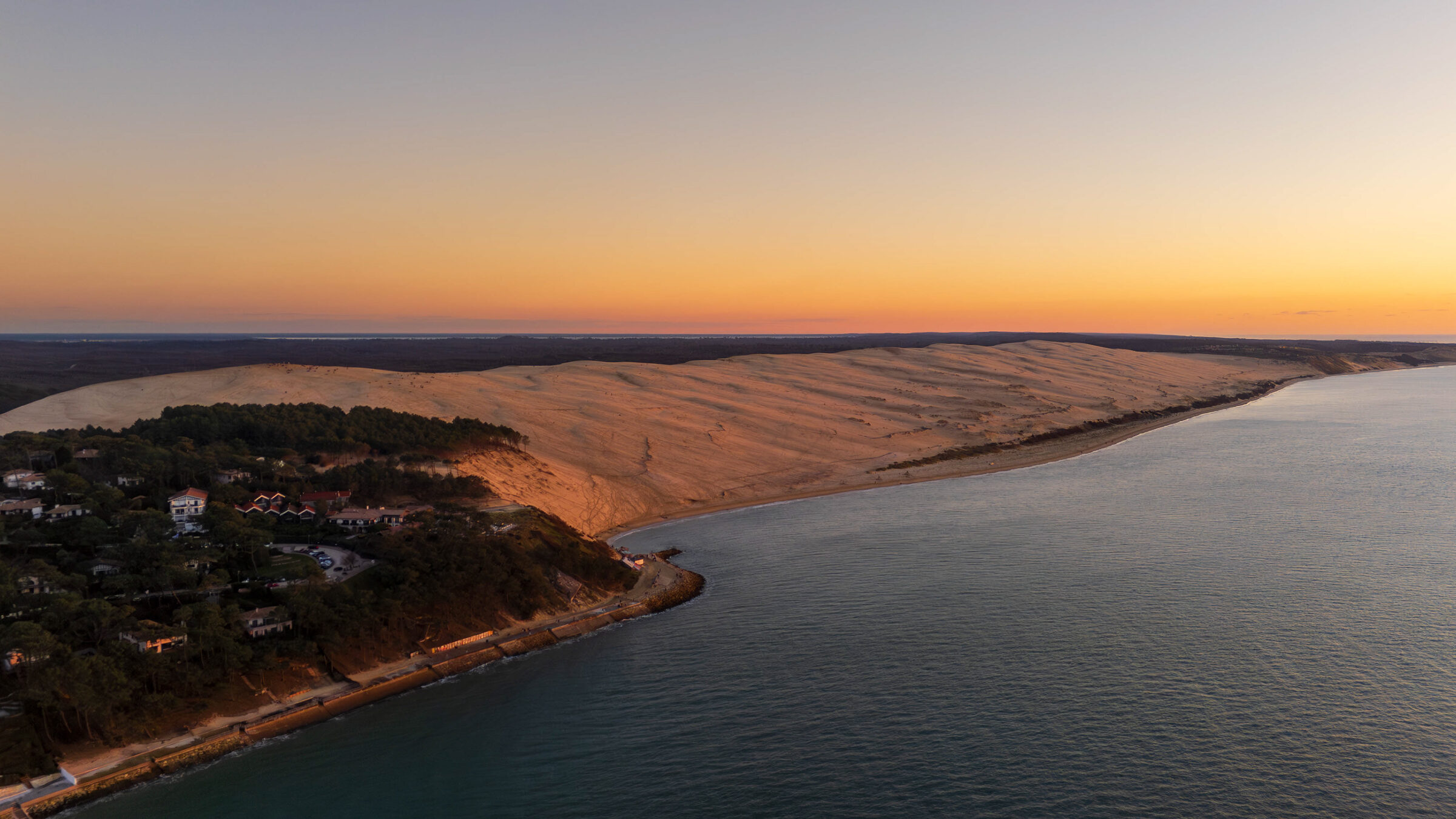Vista aérea del Bassin d’Arcachon y la Dune du Pilat